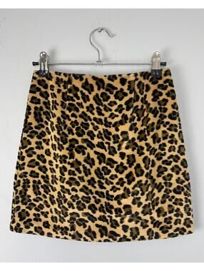 Vintage y2k Faux Fur Leopard Print Mini Skirt XS Limited Too Juniors 8